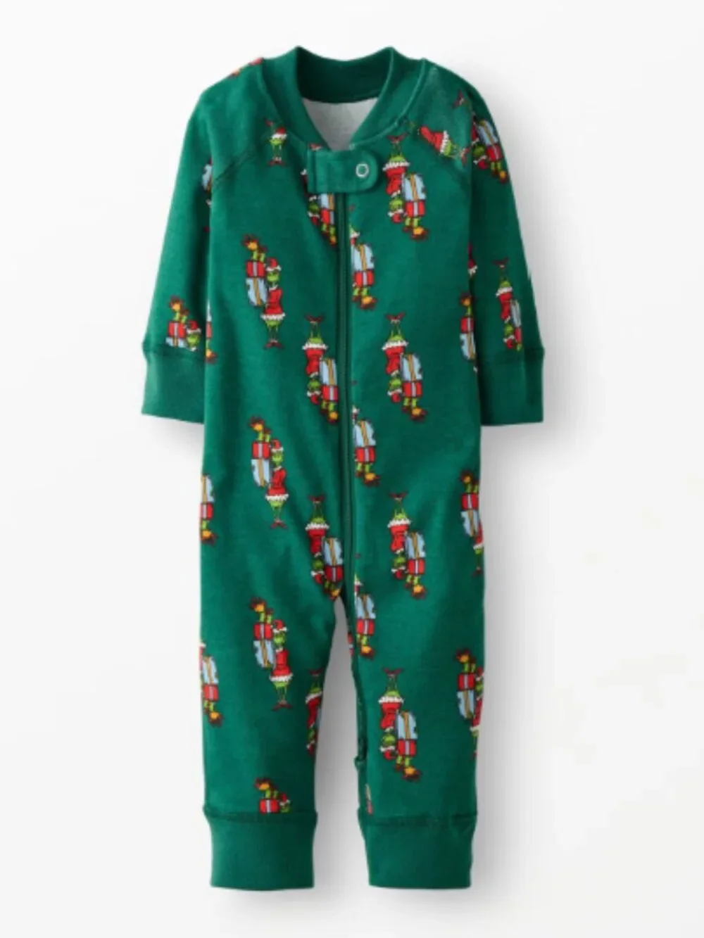NWT Hanna Andersson Green Grinch Organic Cotton Sleeper Footless Zip Up Sz 85 2t